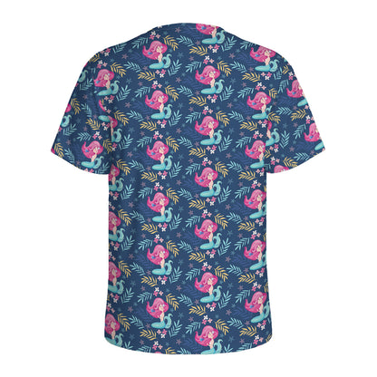 Little Cute Mermaid Pattern Print Men's Sports T-Shirt