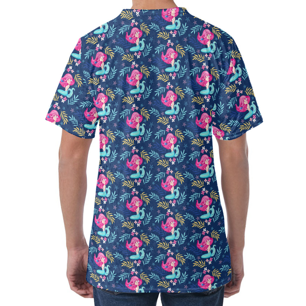 Little Cute Mermaid Pattern Print Men's Velvet T-Shirt