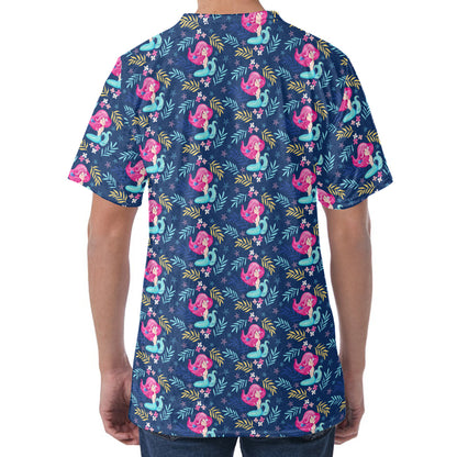 Little Cute Mermaid Pattern Print Men's Velvet T-Shirt