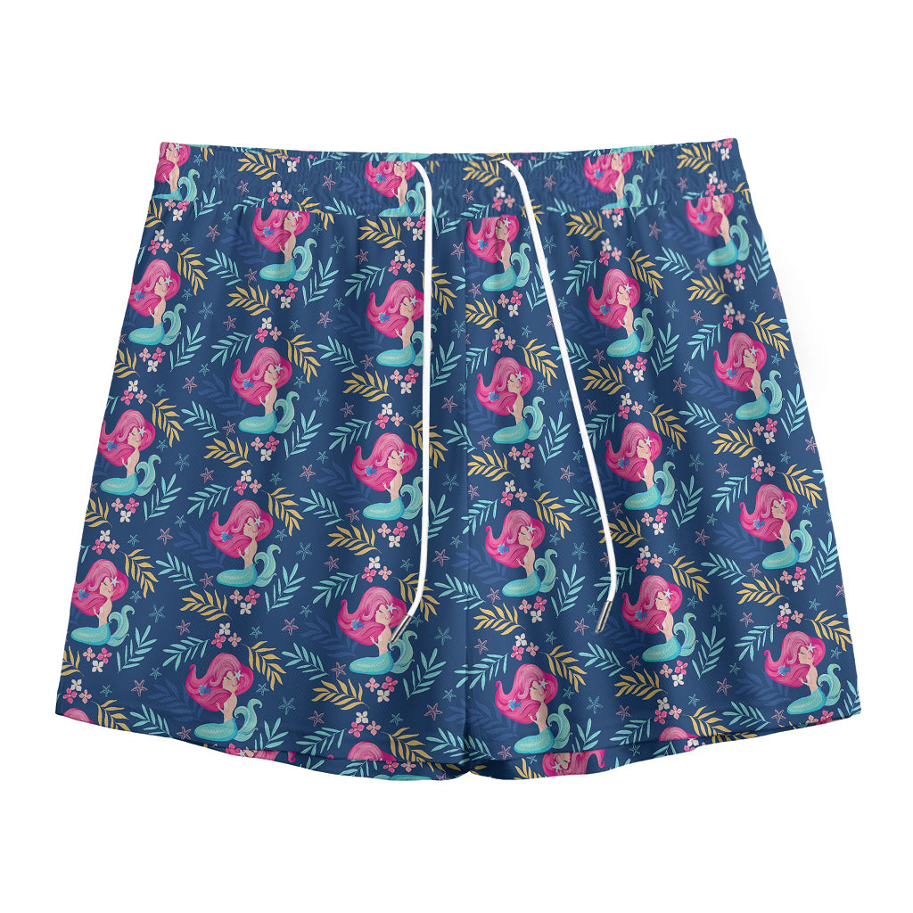 Little Cute Mermaid Pattern Print Mesh Shorts