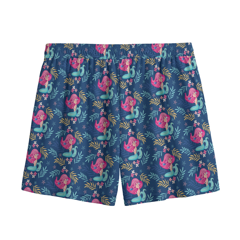 Little Cute Mermaid Pattern Print Mesh Shorts