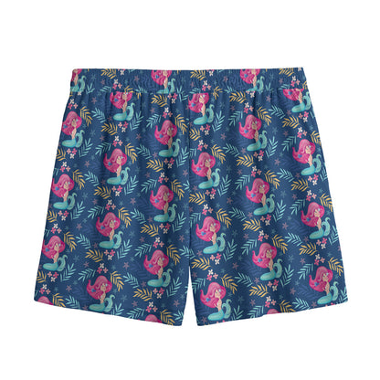 Little Cute Mermaid Pattern Print Mesh Shorts