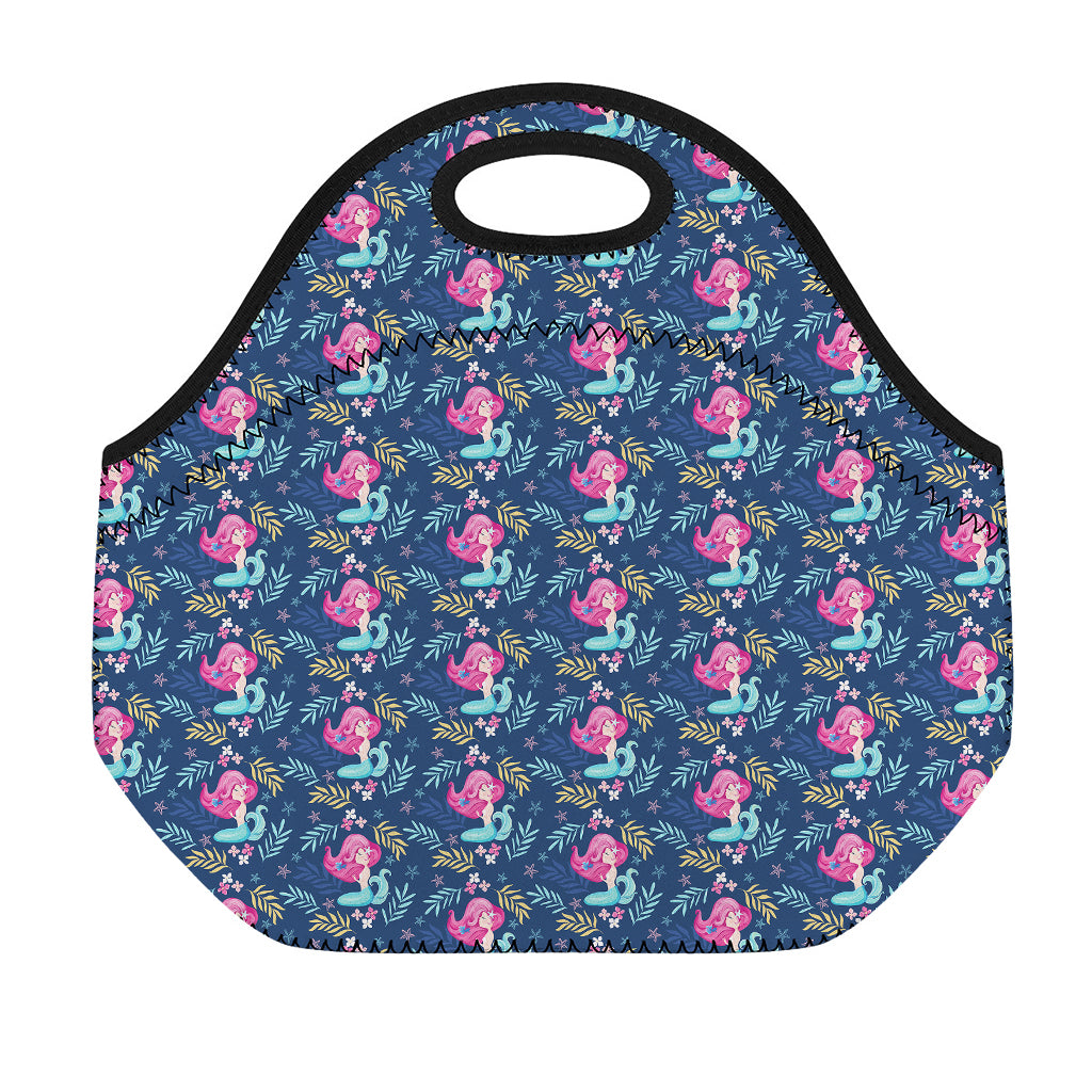 Little Cute Mermaid Pattern Print Neoprene Lunch Bag