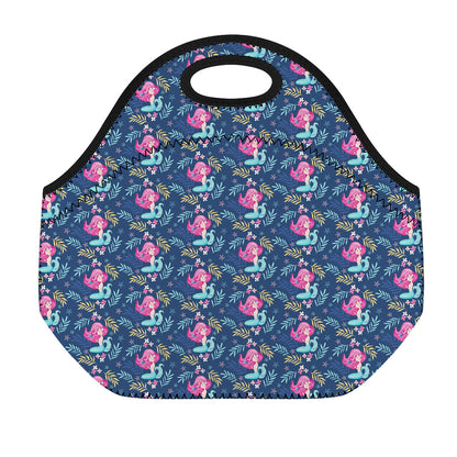 Little Cute Mermaid Pattern Print Neoprene Lunch Bag
