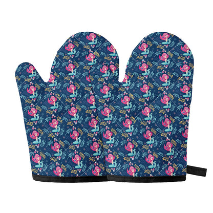 Little Cute Mermaid Pattern Print Oven Mitts
