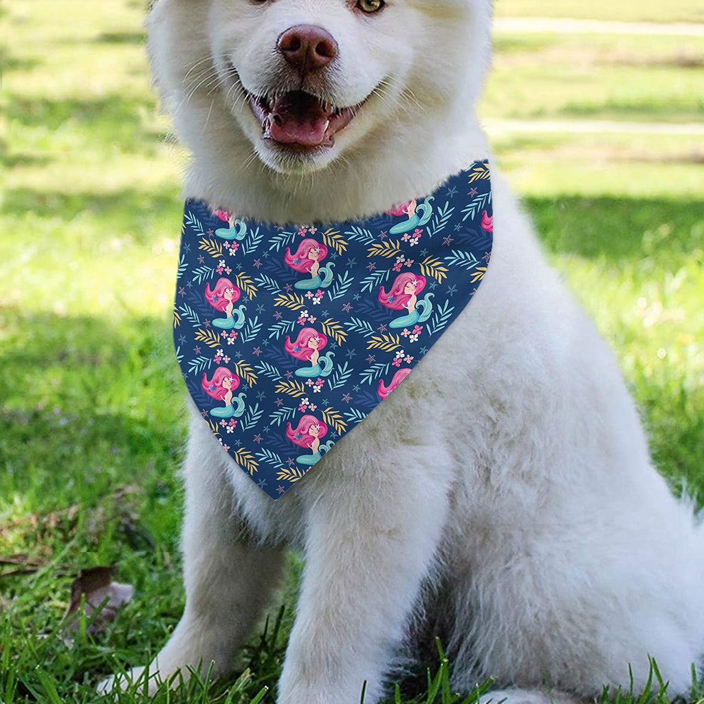 Little Cute Mermaid Pattern Print Over The Collar Dog Bandana