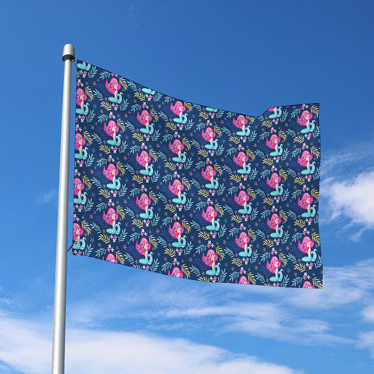 Little Cute Mermaid Pattern Print Polyester Flag