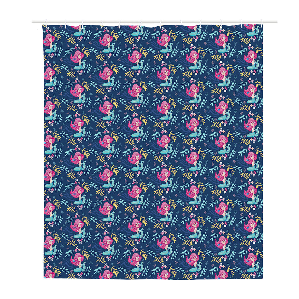 Little Cute Mermaid Pattern Print Polyester Shower Curtain