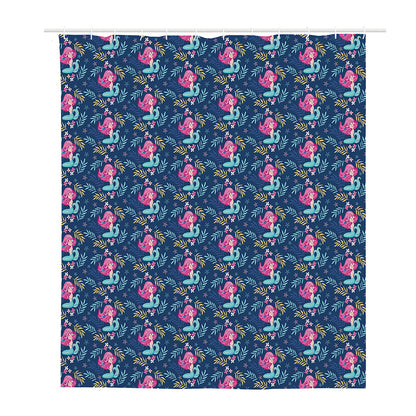Little Cute Mermaid Pattern Print Polyester Shower Curtain