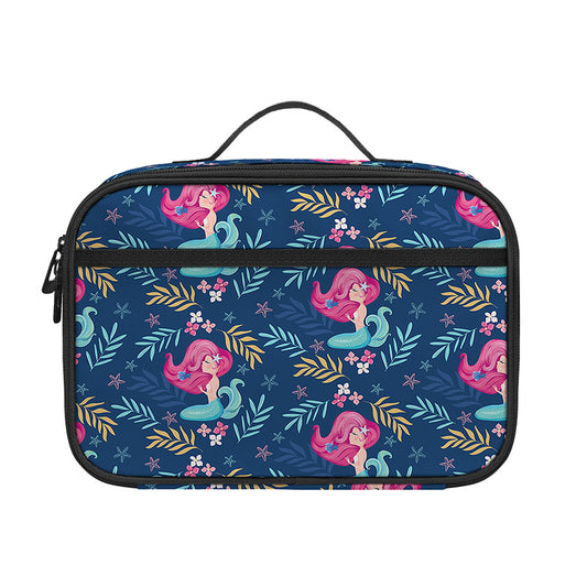 Little Cute Mermaid Pattern Print Portable Lunch Bag