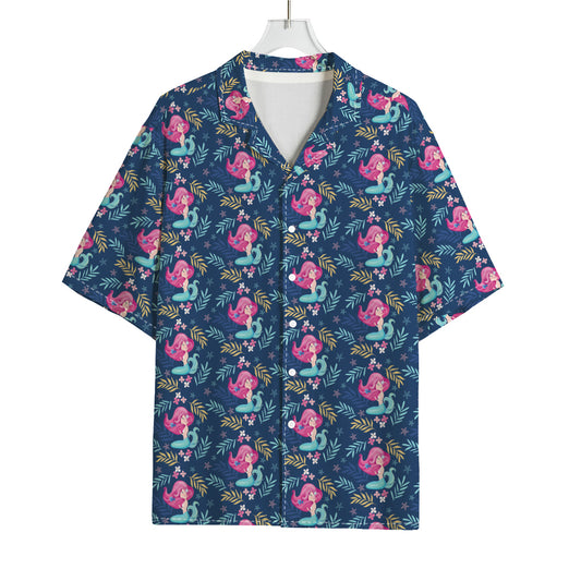Little Cute Mermaid Pattern Print Rayon Hawaiian Shirt