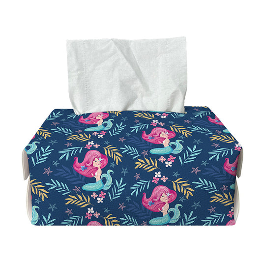 Little Cute Mermaid Pattern Print Rectangle Tissue Box Cover