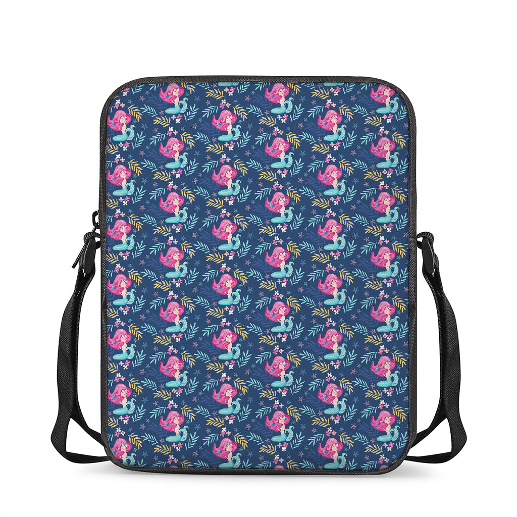 Little Cute Mermaid Pattern Print Rectangular Crossbody Bag