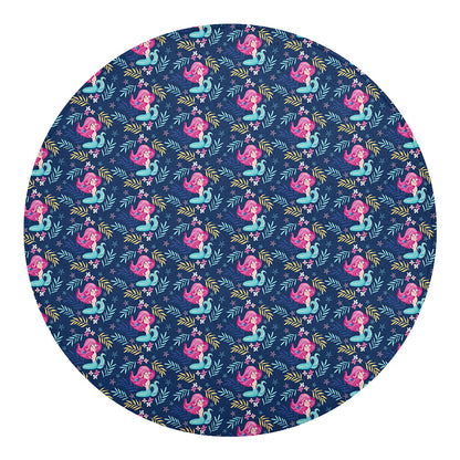 Little Cute Mermaid Pattern Print Round Blanket