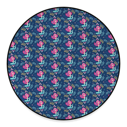 Little Cute Mermaid Pattern Print Round Floor Mat