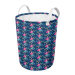Little Cute Mermaid Pattern Print Round Laundry Basket