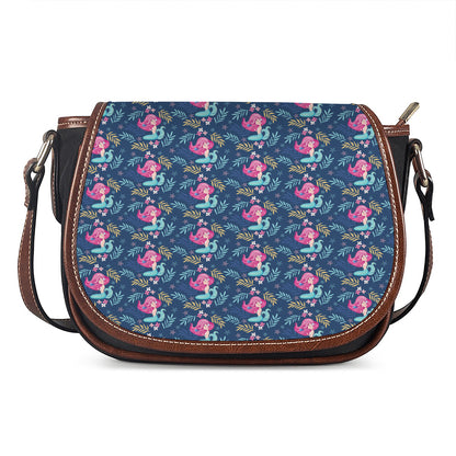 Little Cute Mermaid Pattern Print Saddle Bag