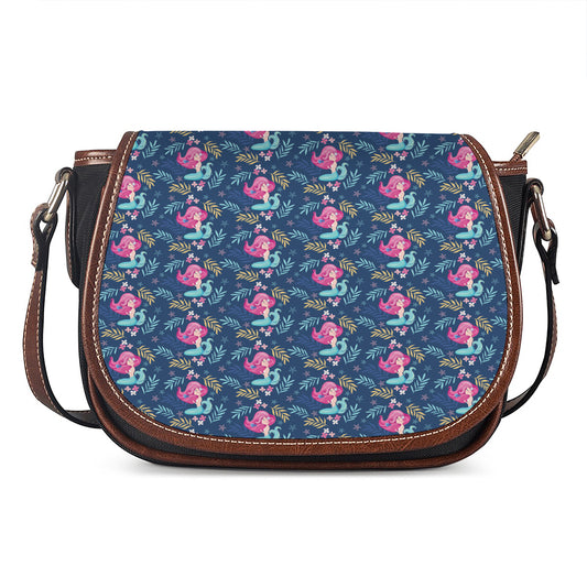 Little Cute Mermaid Pattern Print Saddle Bag