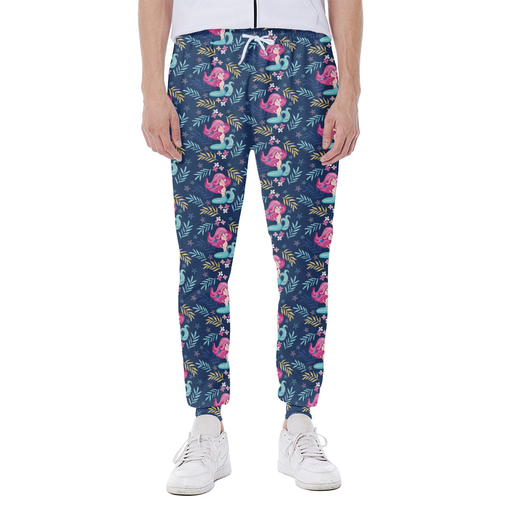 Little Cute Mermaid Pattern Print Scuba Joggers