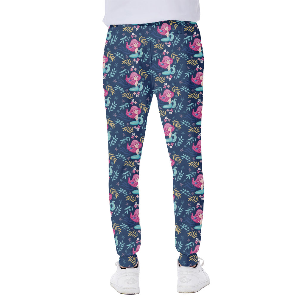 Little Cute Mermaid Pattern Print Scuba Joggers