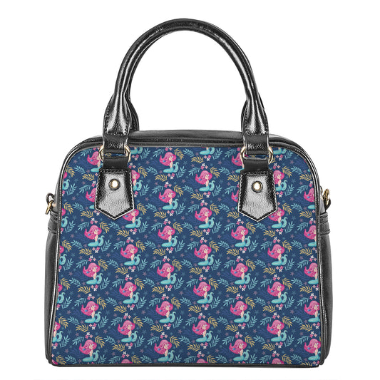 Little Cute Mermaid Pattern Print Shoulder Handbag