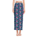 Little Cute Mermaid Pattern Print Side Slit Maxi Skirt
