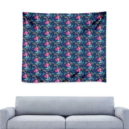 Little Cute Mermaid Pattern Print Tapestry