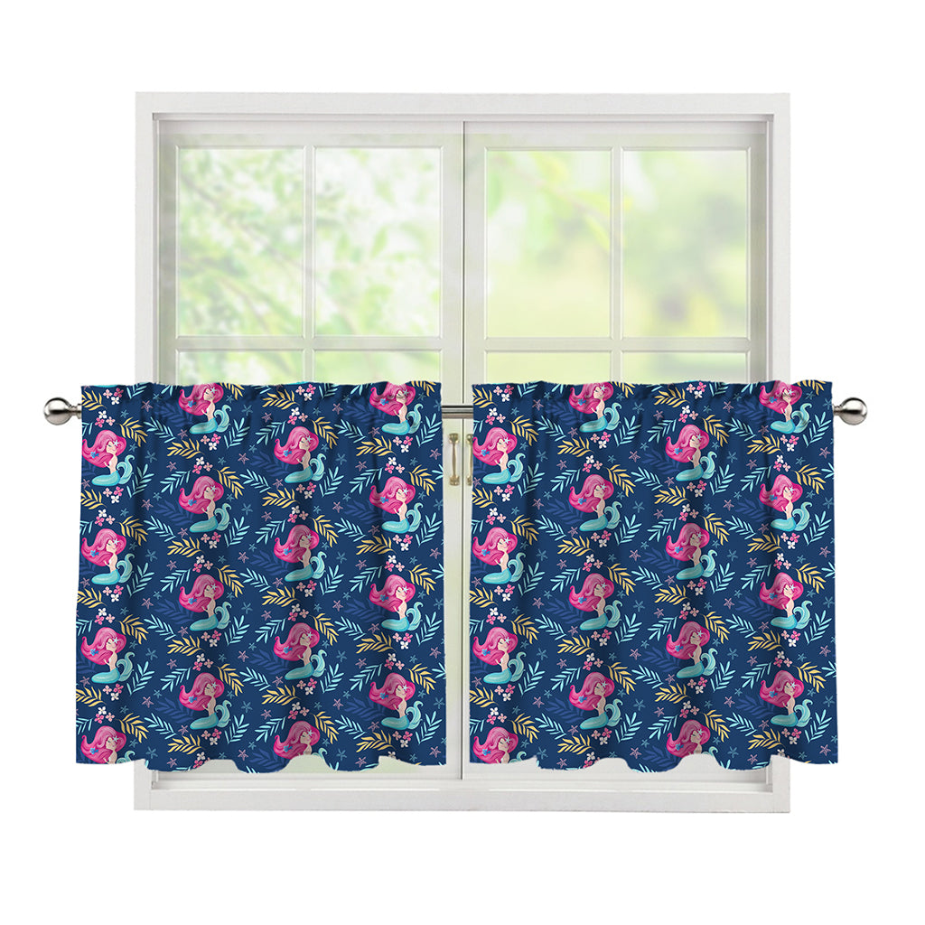 Little Cute Mermaid Pattern Print Tier Curtains