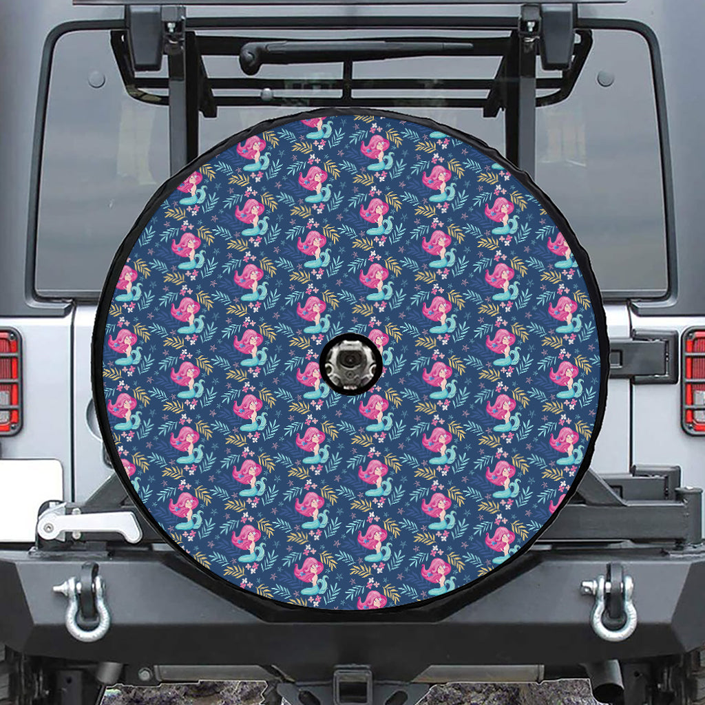 Little Cute Mermaid Pattern Print Tire Cover With Camera Hole