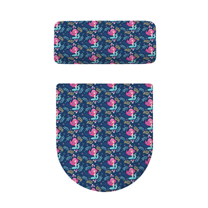 Little Cute Mermaid Pattern Print Toilet Lid And Tank Cover Set