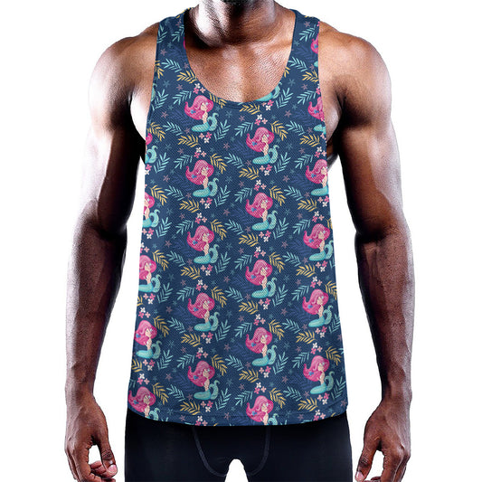 Little Cute Mermaid Pattern Print Training Tank Top