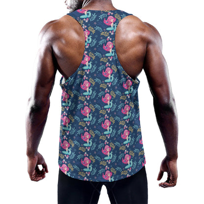 Little Cute Mermaid Pattern Print Training Tank Top
