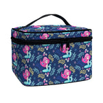 Little Cute Mermaid Pattern Print Travel Makeup Bag