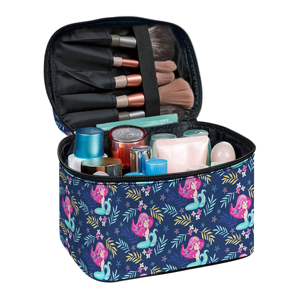 Little Cute Mermaid Pattern Print Travel Makeup Bag