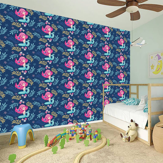 Little Cute Mermaid Pattern Print Wall Sticker
