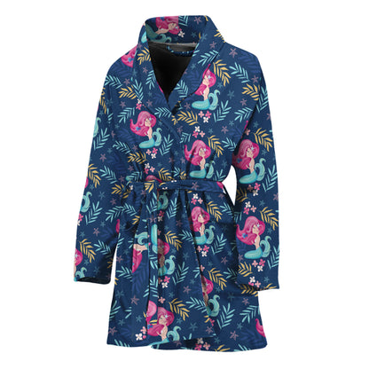 Little Cute Mermaid Pattern Print Women's Bathrobe