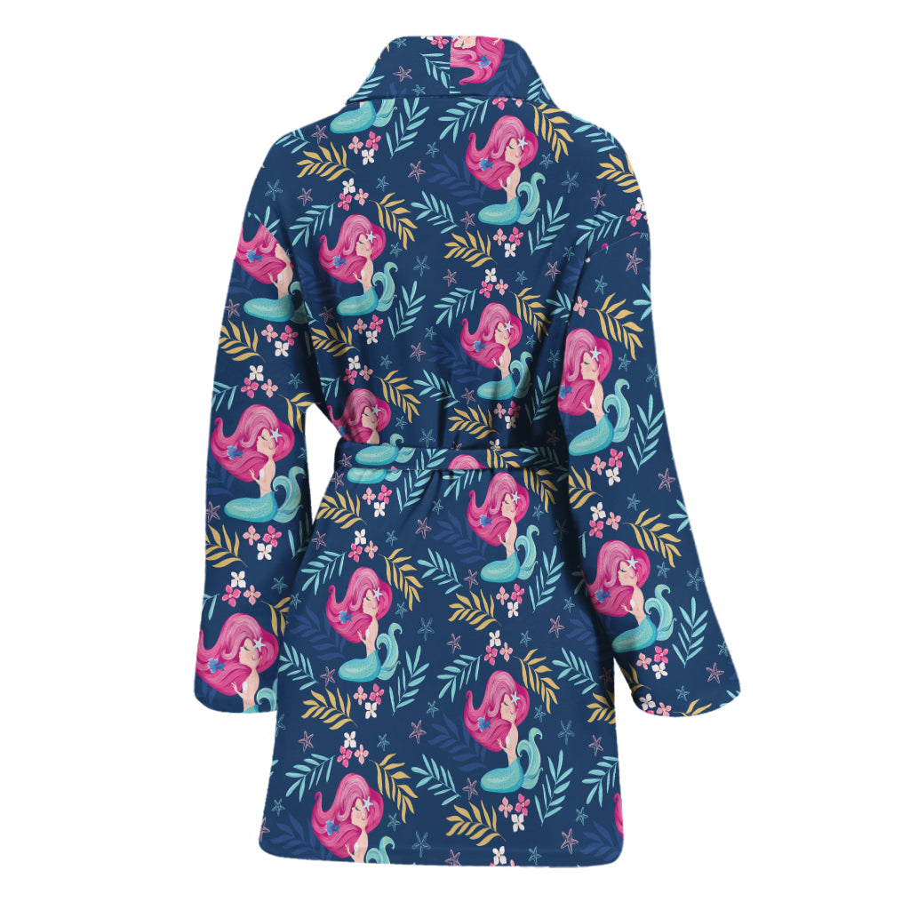 Little Cute Mermaid Pattern Print Women's Bathrobe