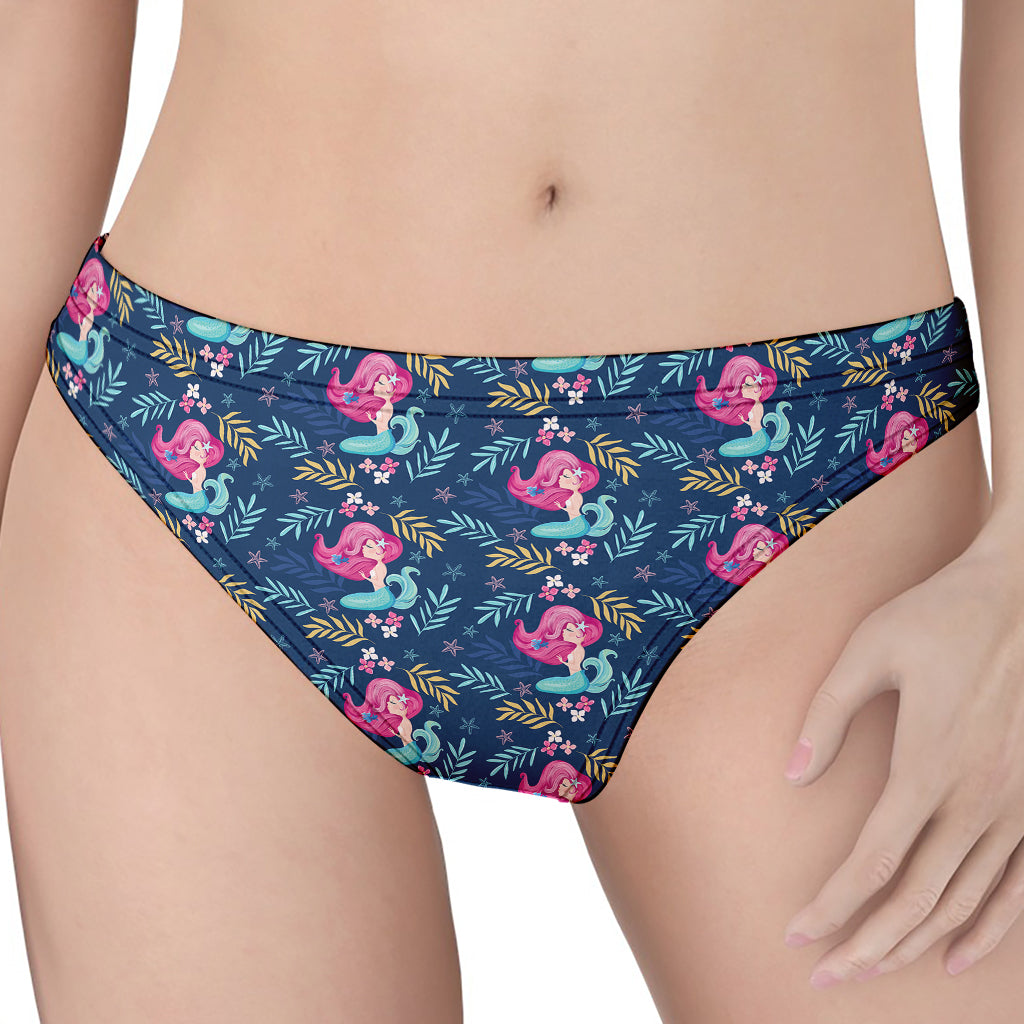 Little Cute Mermaid Pattern Print Women's Thong