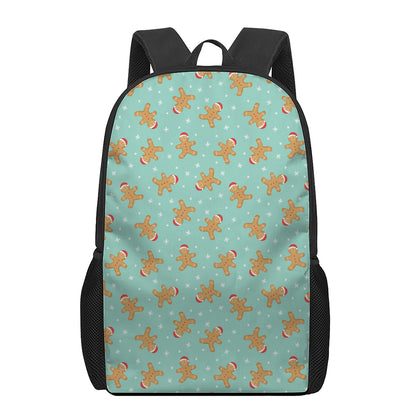 Little Gingerbread Man Pattern Print 17 Inch Backpack