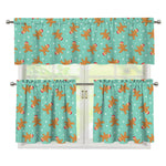 Little Gingerbread Man Pattern Print 3 Piece Kitchen Curtains