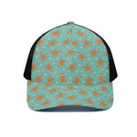 Little Gingerbread Man Pattern Print Black Mesh Trucker Cap