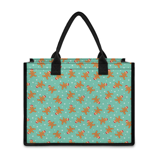 Little Gingerbread Man Pattern Print Canvas Tote Bag