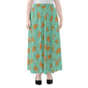 Little Gingerbread Man Pattern Print Chiffon Maxi Skirt