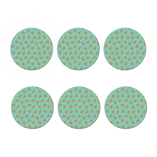 Little Gingerbread Man Pattern Print Coaster Set
