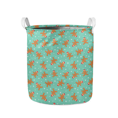Little Gingerbread Man Pattern Print Collapsible Laundry Basket