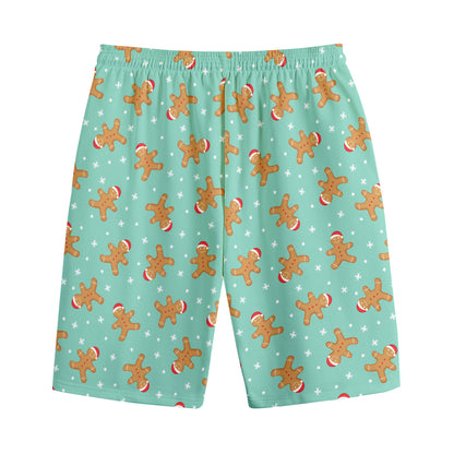 Little Gingerbread Man Pattern Print Cotton Shorts