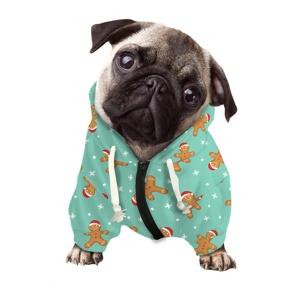 Little Gingerbread Man Pattern Print Dog Zip Up Hoodie