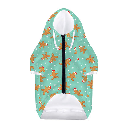 Little Gingerbread Man Pattern Print Dog Zip Up Hoodie