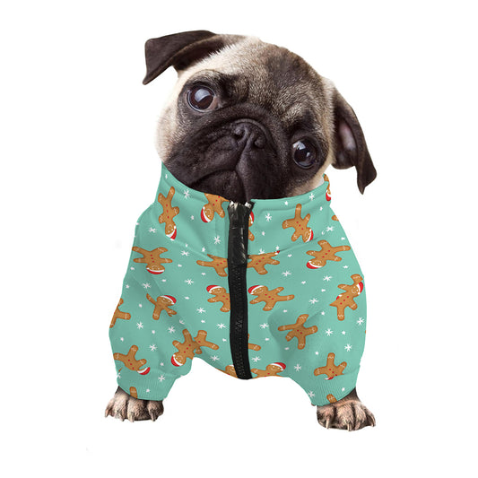 Little Gingerbread Man Pattern Print Dog Zip Up Jacket