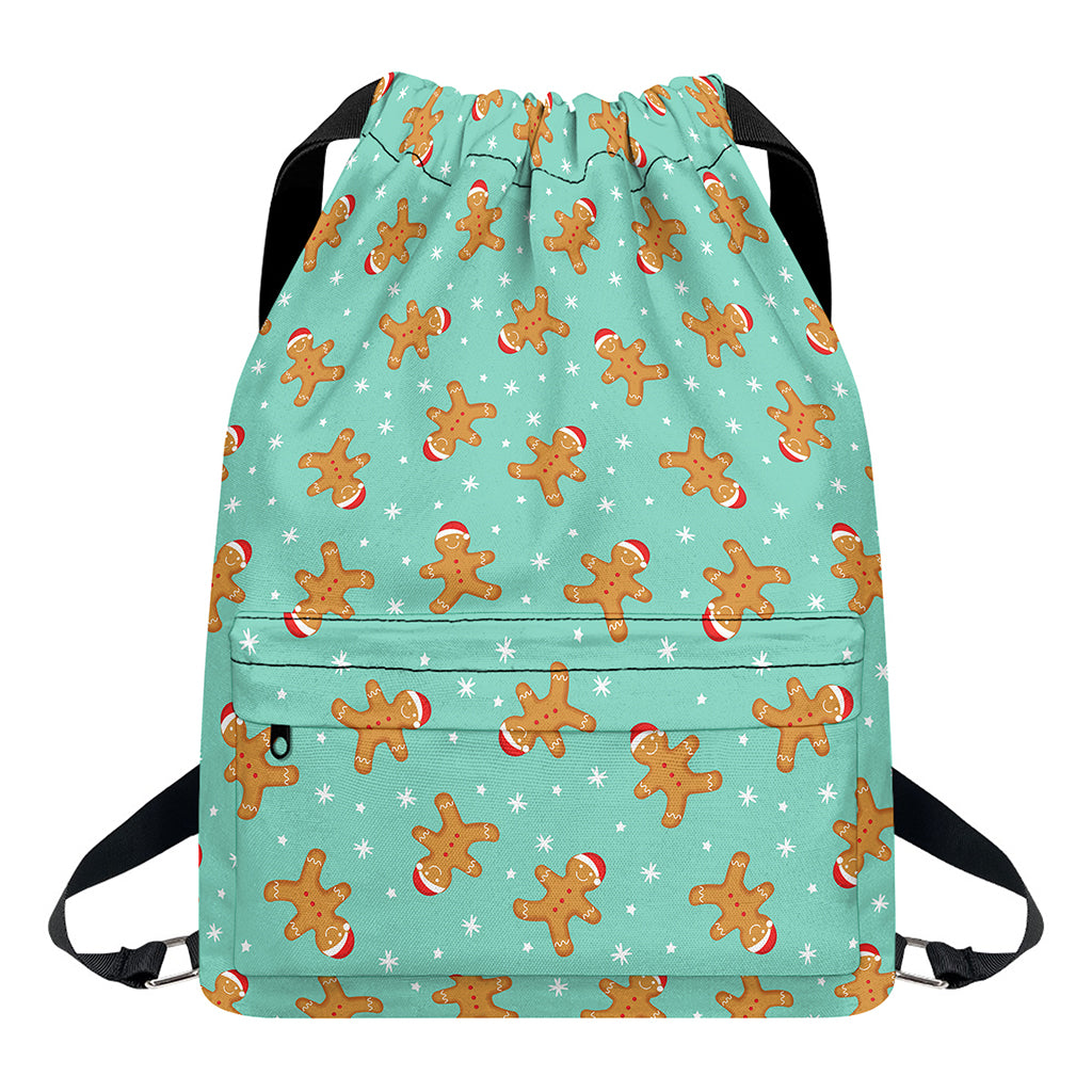Little Gingerbread Man Pattern Print Drawstring Backpack